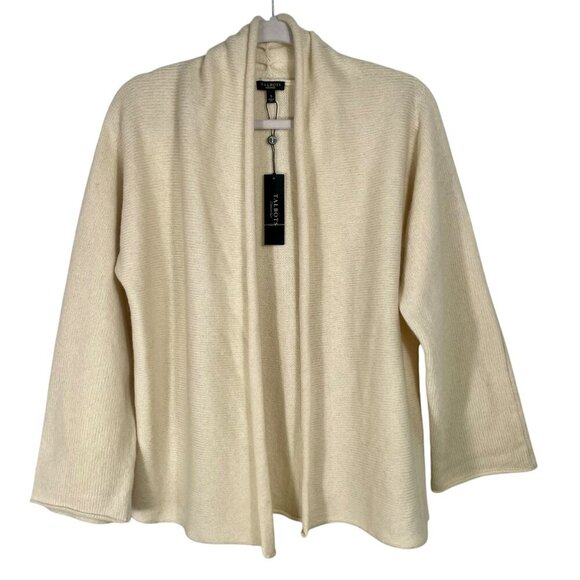 Talbots NWT Wool Angora Blend Cardigan in Cream | Classic Open Front Soft Knit S - Picture 10 of 11